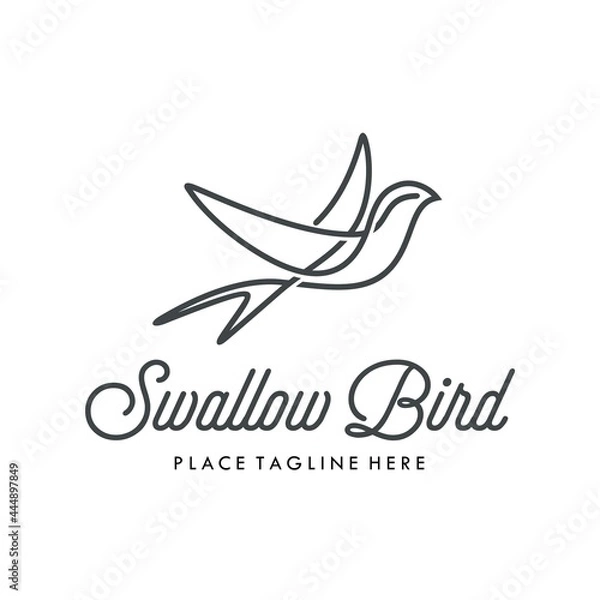 Obraz Swallow Swift Bird Mono Line Logo Design Vector Image