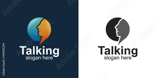 Fototapeta bubble chat talking symbol with face chat logo design