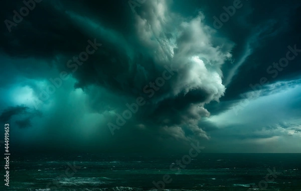 Obraz storm with dramatic clouds over the sea