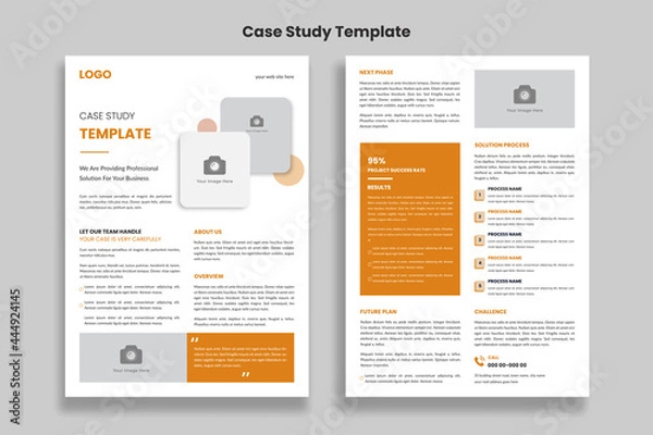 Fototapeta Minimalist Case Study flyer template design, Double Side Flyer, Brochure Cover, Poster Template design