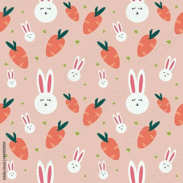 Fototapeta seamless rabbit and carrot kids wallpaper background .