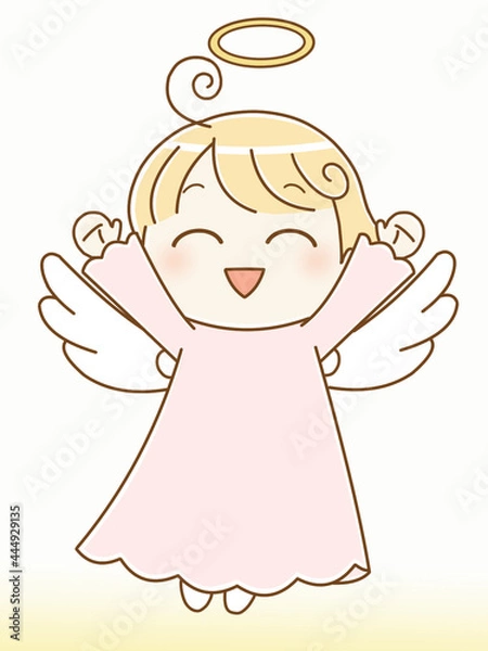 Fototapeta 喜ぶ天使　グラデーション　ピンク色
