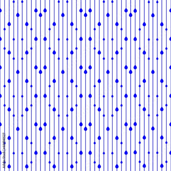 Fototapeta Blue abstract rain drop seamless pattern isolated vector on white background. Suitable for decorating, wallpaper, wrapping paper, fabric and etc.