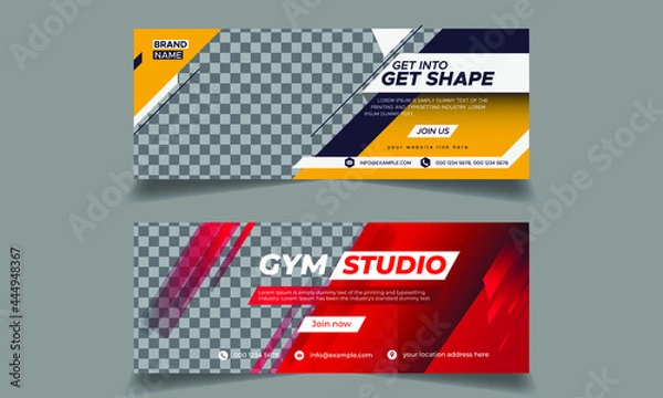 Fototapeta social media post and web banner template design for gym