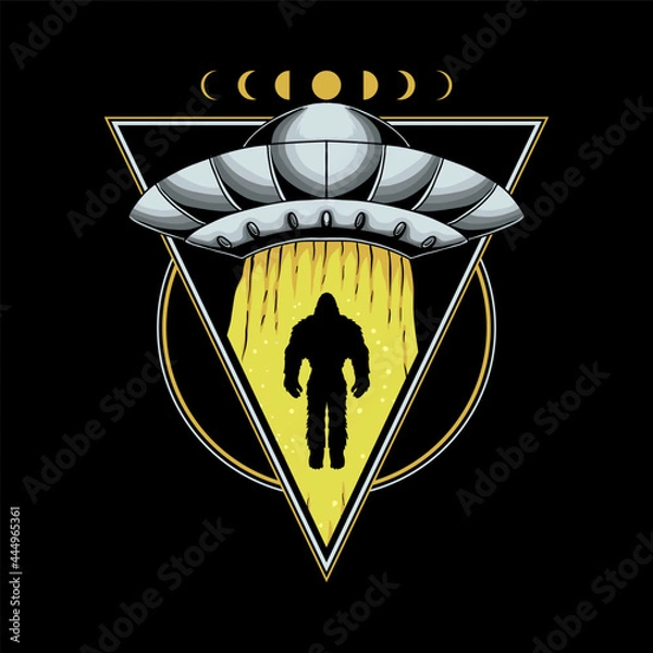 Obraz Bigfoot kidnapped by ufo vector illustration