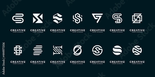 Fototapeta Set of creative abstract monogram letter s logo design collection.