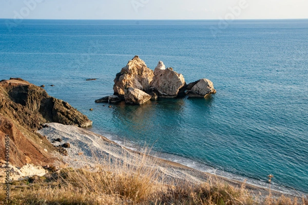 Fototapeta According to ancient Greek legend, it was here that the goddess of love Aphrodite, born from the foam of the sea, came to the shore of Cyprus.    