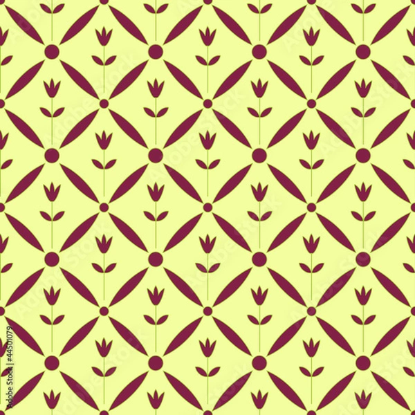 Obraz Floral and diamonds seamless ornamental pattern
