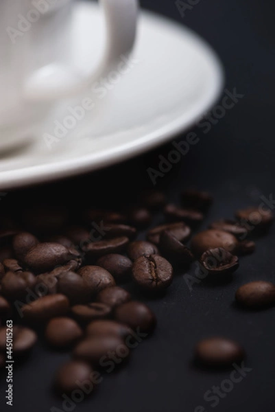 Obraz Close-Up coffee mug isolated with some beans