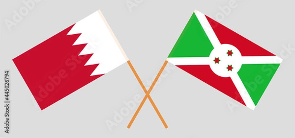 Obraz Crossed flags of Bahrain and Burundi. Official colors. Correct proportion