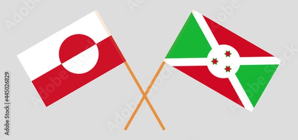 Obraz Crossed flags of Greenland and Burundi. Official colors. Correct proportion