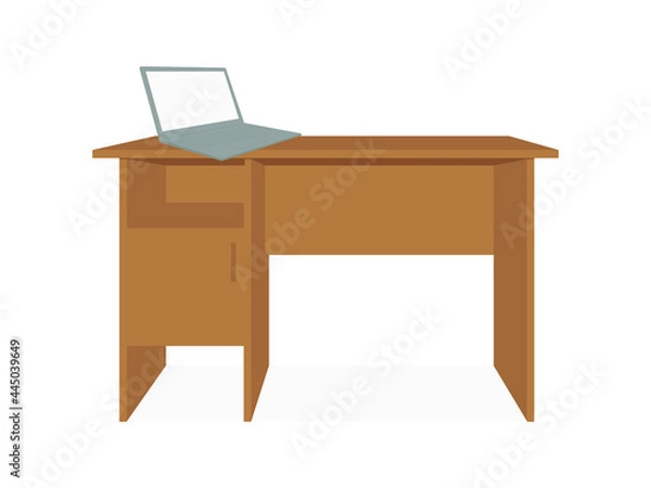 Fototapeta Open laptop on a desk on a white background