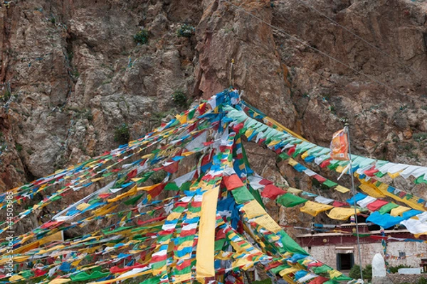 Fototapeta Tibetan Prayer Flags With Blue Sky