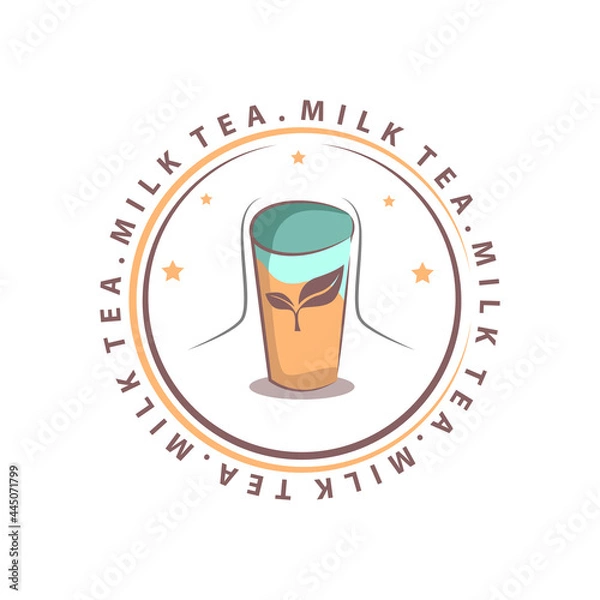 Fototapeta Milk Tea Logo Design Vector
