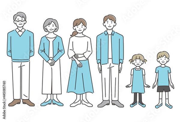 Fototapeta 三世代家族のベクターイラスト素材／シンプル／シニア／夫婦