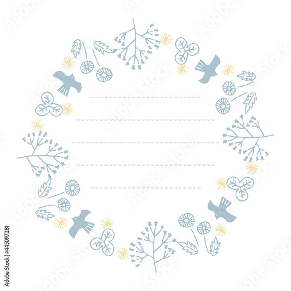 Fototapeta 青と黄色の北欧お手紙フレーム