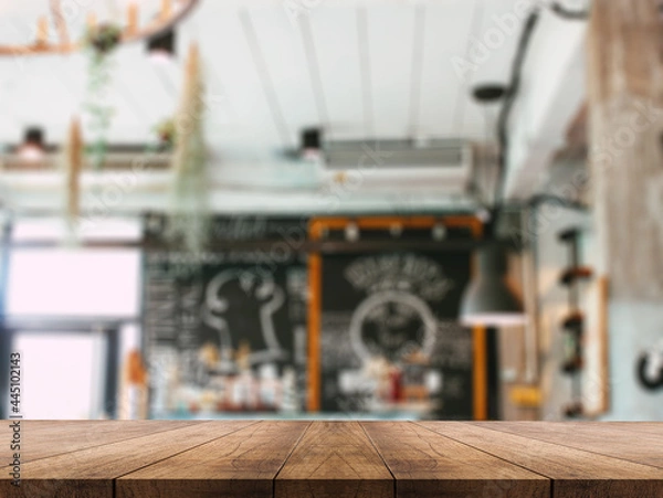 Fototapeta 3D rendering, wooden top table on isolate blurred background