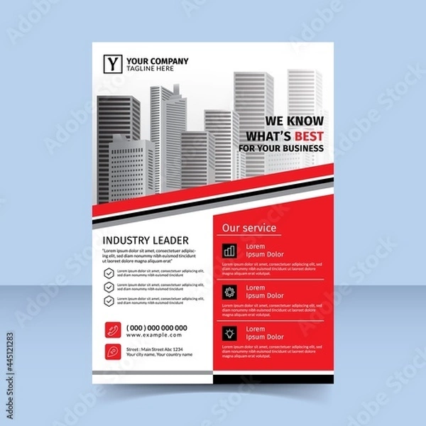 Fototapeta red flyer template design best business solution