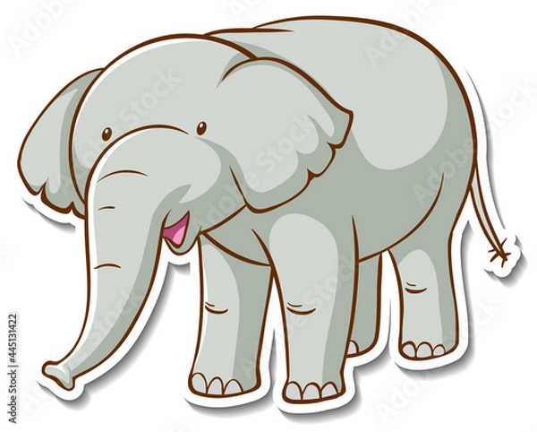 Fototapeta Sticker design with cute elephant isolated