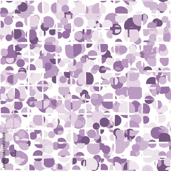 Fototapeta Seamless abstract pattern. In the foreground there are circles cut with a lattice. In the background, chaotic circles. Purple shades.