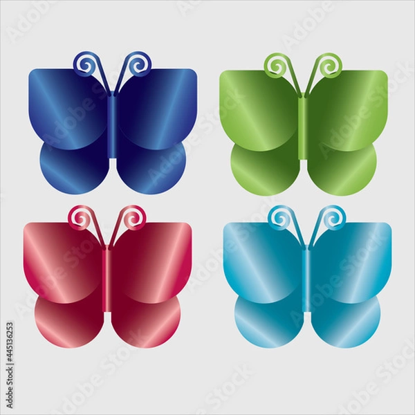 Obraz Metal Gradient origami butterfly vector design