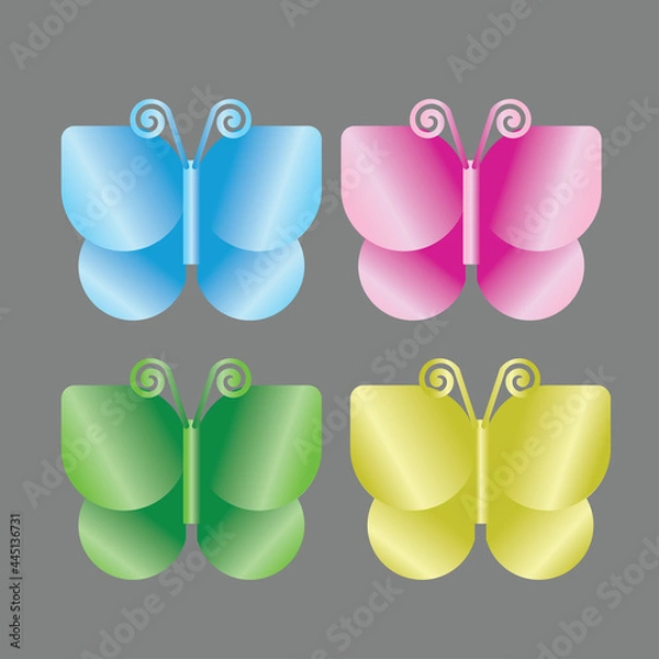 Obraz Metal Gradient origami butterfly vector design
