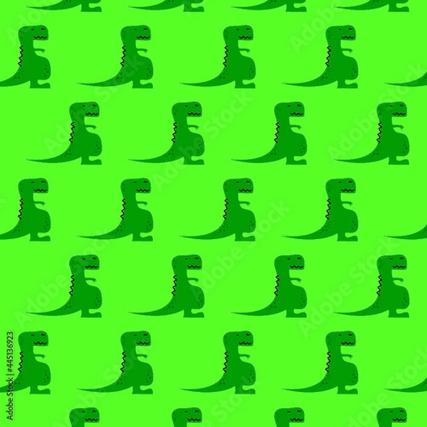 Obraz Green Dino Background Pattern | Seamless pattern with dinosaurs