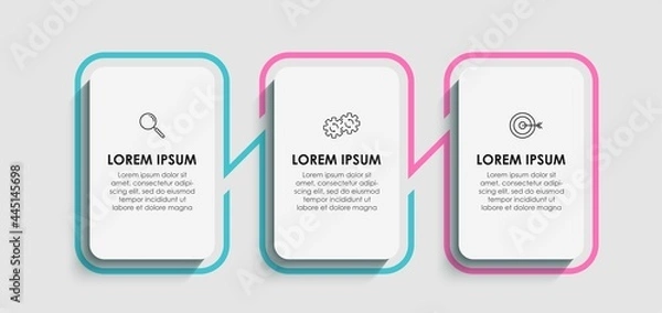 Fototapeta Vector Infographic design illustration business template with icons and 3 options or steps. Can be used for process diagram, presentations, workflow layout, banner, flow chart, info graph