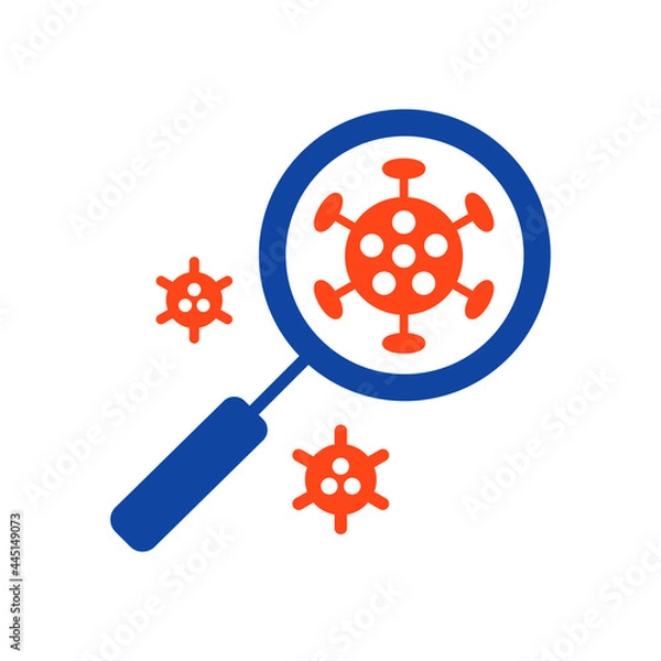 Fototapeta Coronavirus under magnifying glass vector glyph icon
