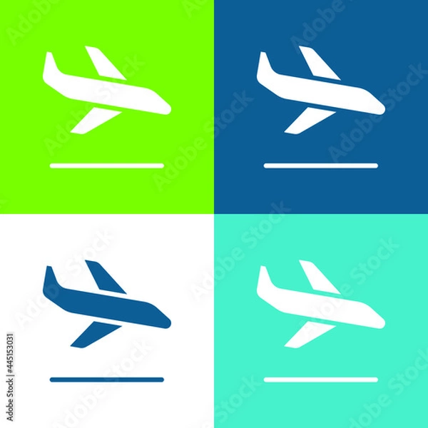 Fototapeta Arrival Flat four color minimal icon set