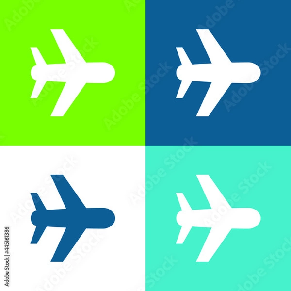 Fototapeta Aeroplane Flat four color minimal icon set