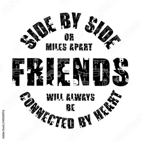 Fototapeta Happy Friendship day vector typographic colorful design. Inspirational quotes. Usable as greeting cards, posters. Best friends forever