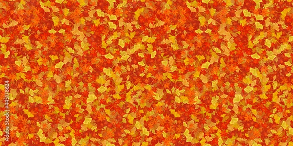 Obraz モミジとイチョウのシームレスイラスト背景素材