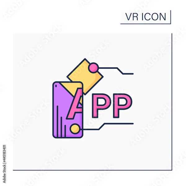 Fototapeta VR player color icon. Customizable media player for high definition VR video playback, immersive media, games, animations. Modern technology concept. Isolated vector illustration