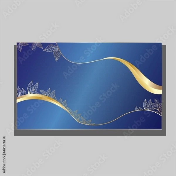 Obraz Abstract blue Vector background with gold leaf and frame