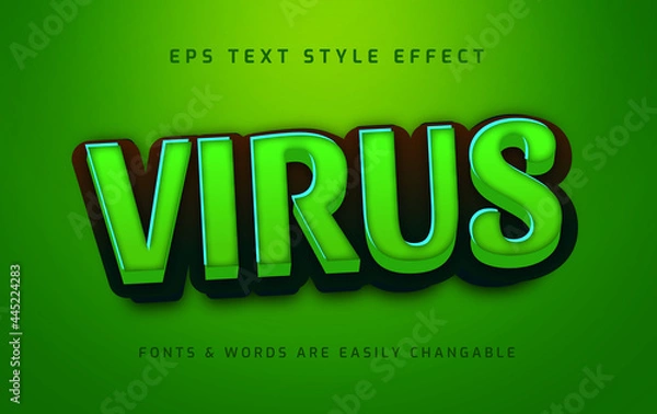 Fototapeta Virus infection 3d editable text style effect