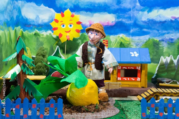 Obraz Home Puppet Theatre. Oldman i rzepa. Rosyjska bajka.