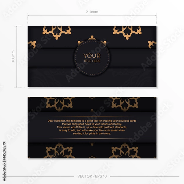 Fototapeta Dark invitation card design with vintage Indian ornament. Elegant and classic vector elements ready for print and typography.