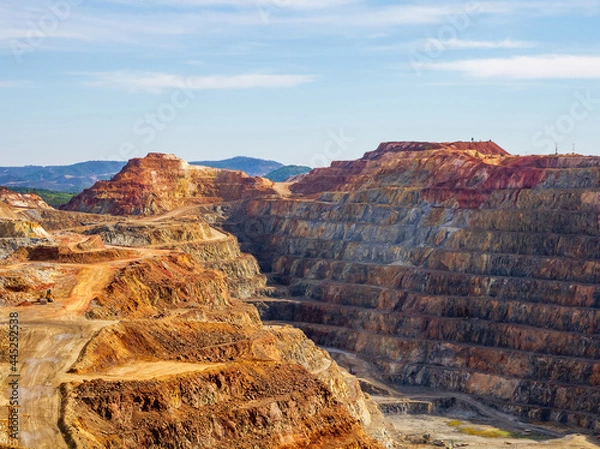 Fototapeta Rio Tinto mining, open pit terraces, Huelva 