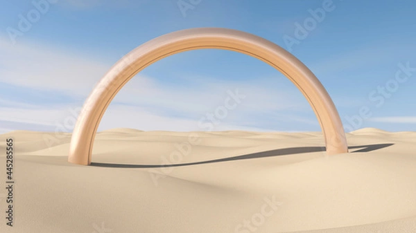 Fototapeta Desert with sky background. 3D illustration, 3D rendering	