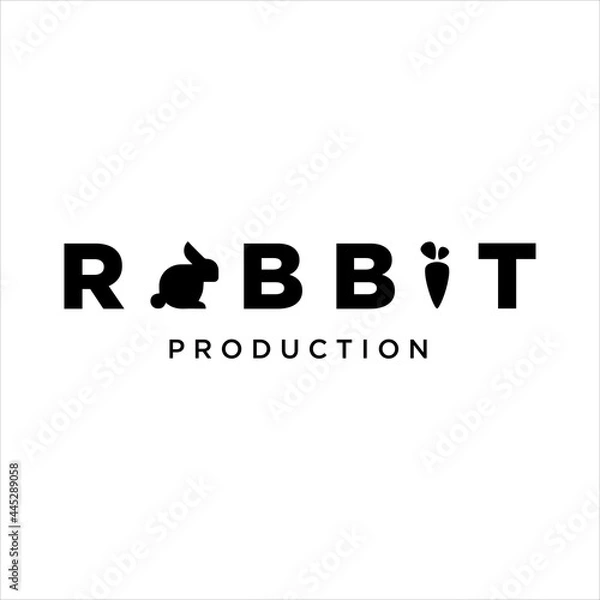 Fototapeta Rabbit And Carrot Vector.Rabbit Production Logo.
