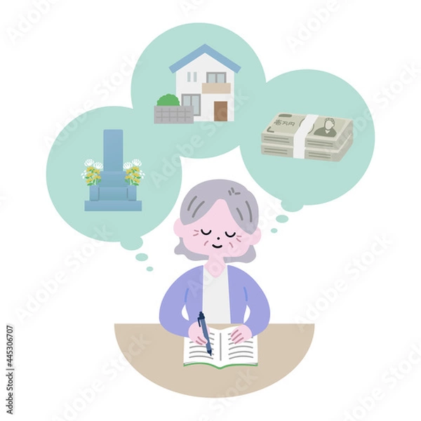 Fototapeta 終活ノートを書くシニア女性B