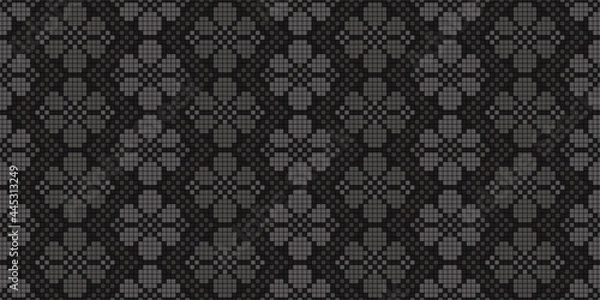 Fototapeta Pixel art. Organic motif, botanical motif background. Seamless pattern.Vector.ピクセルアートのスタイリッシュな有機的パターン