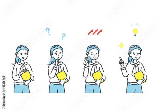 Obraz カジュアルなビジネスパーソンの色々な表情のイラスト素材