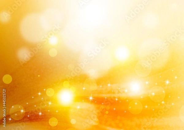 Fototapeta キラキラとボケと曲線　秋の背景素材（オレンジ色）