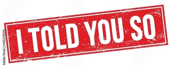 Obraz I TOLD YOU SO text on red grungy rectangle stamp.