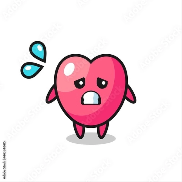 Fototapeta heart symbol mascot character with afraid gesture