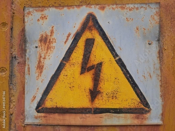 Obraz Texture rusty electrical safety sign 8000x6000 pixel 