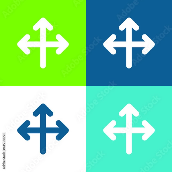 Fototapeta Arrows Group Pointing To Three Directions Flat four color minimal icon set