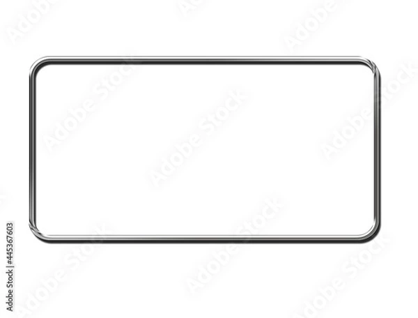 Obraz Metal look, Metallic, Rectangular frame. Rectangular frame with oval corners . 3d illustration